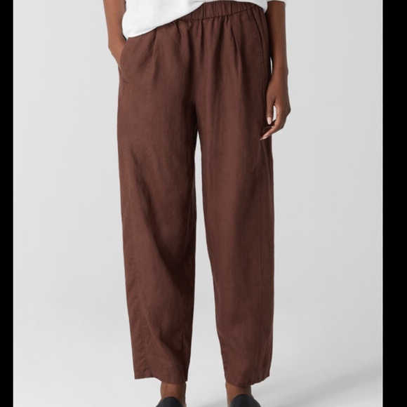Eileen Fisher Pants - Eileen Fisher Organic Linen Pants - Chocolate Brown